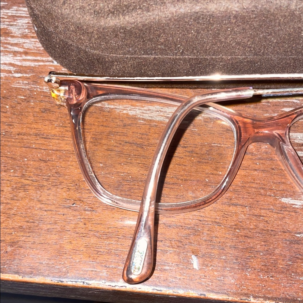Tom Ford shiny transparent pink Eyeglasses with logo brown Case - Picture 3 of 15